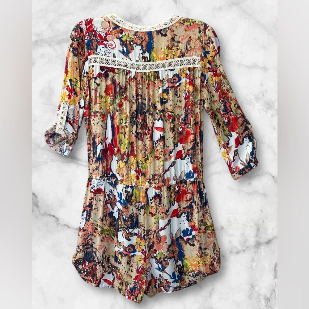 Chelsea & Violet Multi Color Boho Shorts Romper Lace Tassel Detail Size M - Picture 7 of 16